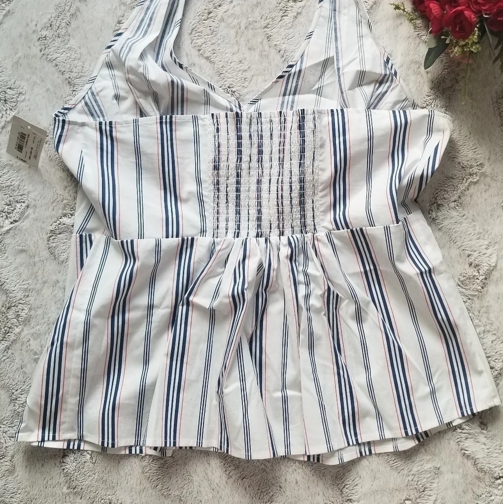Belle Sky White Vertical Blue Viva Stripe‎ Band XL